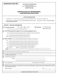 Document preview: Acupuncture Form 2B Certification of Professional Acupuncture Education - New York