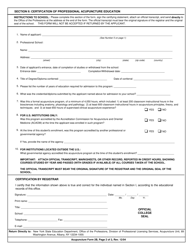 Acupuncture Form 2B Certification of Professional Acupuncture Education - New York, Page 2