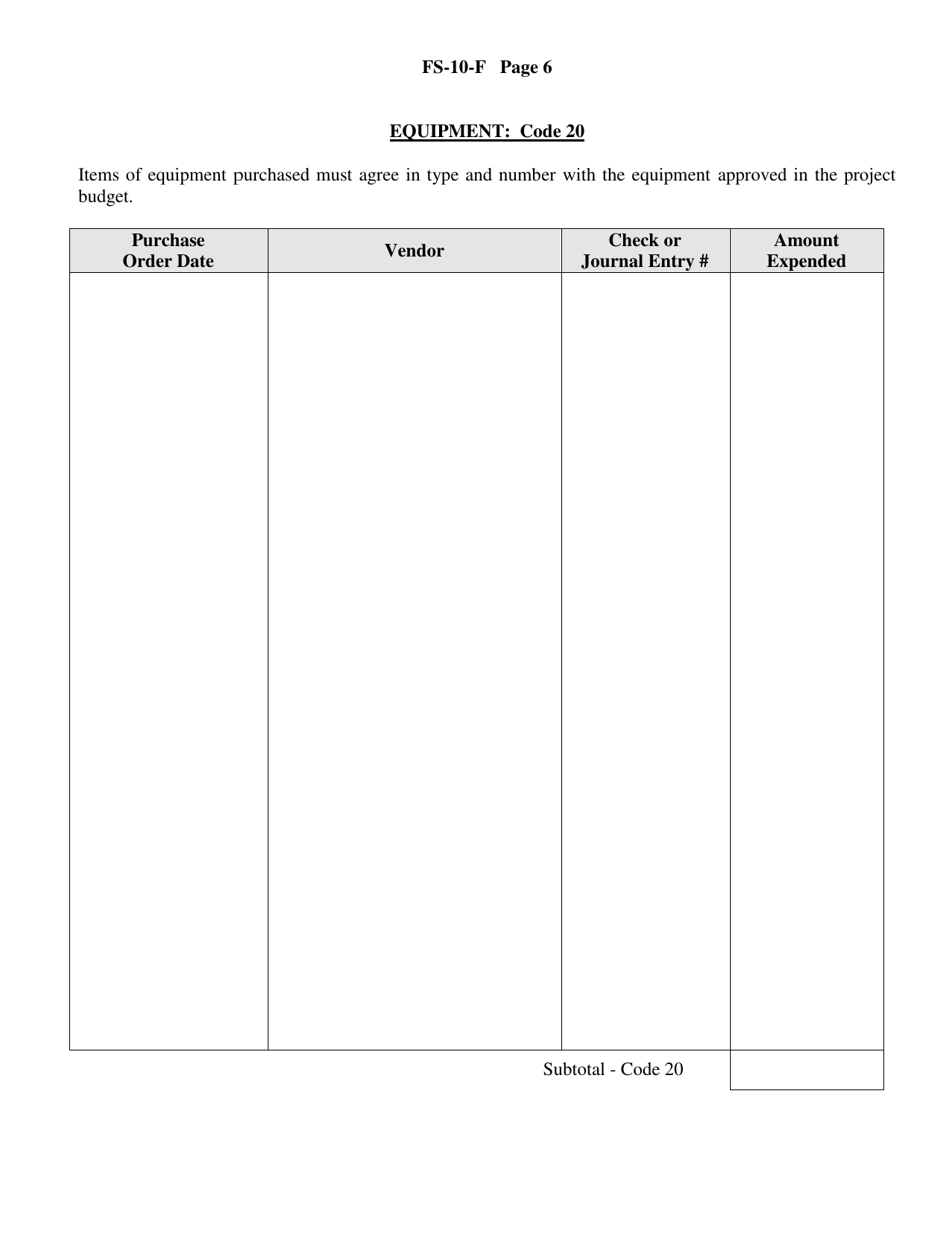Form FS-10-F Final Expenditure Report for a Federal or State Project - Long Form - New York, Page 6