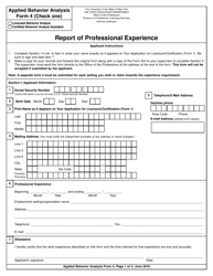 Document preview: Applied Behavior Analysis Form 4 Report of Professional Experience - New York
