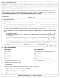 Applied Behavior Analysis Form 4 Report of Professional Experience - New York, Page 2