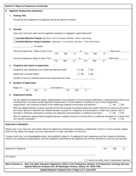Applied Behavior Analysis Form 4 Report of Professional Experience - New York, Page 3