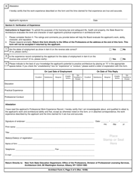 Architect Form 4 Applicant Experience Record - New York, Page 2