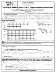 Architect Form 3 Verification of Out-of-State Licensure, Registration and/or Examination - New York