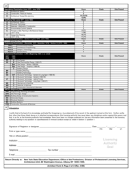 Architect Form 3 Verification of Out-of-State Licensure, Registration and/or Examination - New York, Page 2