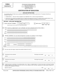 Document preview: Chiropractic Form 2 Certification of Education - New York