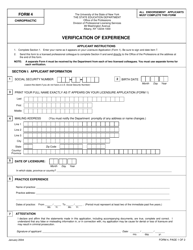 Document preview: Chiropractic Form 4 Verification of Experience - New York