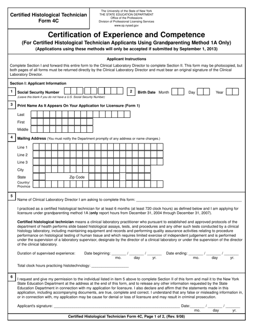 Cytotechnologist/Certified Histological Technician Form 4C  Printable Pdf