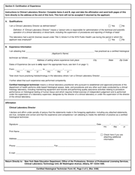 Cytotechnologist/Certified Histological Technician Form 4C Certification of Experience and Competence (For Certified Histological Technician Applicants Using Grandparenting Method 1a Only) - New York, Page 2