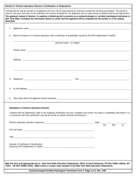 Cytotechnologist/Certified Histological Technician Form 5 Application for Limited Permit - New York, Page 2