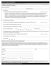 Clinical Laboratory Technologist/Certified Histological Technician Form 4PP Certification of Training/Experience - New York, Page 2