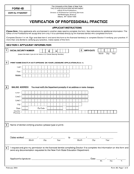Document preview: Dental Hygienist Form 4B Verification of Professional Practice - New York