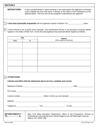 Dental Hygienist Form 4B Verification of Professional Practice - New York, Page 2