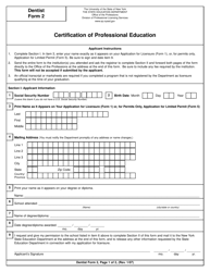 Document preview: Dentist Form 2 Certification of Professional Education - New York