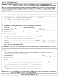 Dentist Form 2 Certification of Professional Education - New York, Page 2