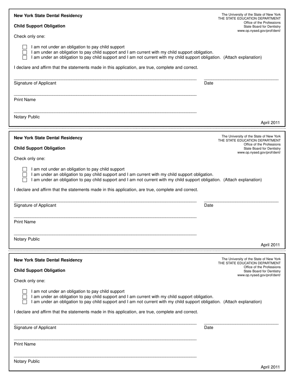 New York New York State Dental Residency Child Support Obligation