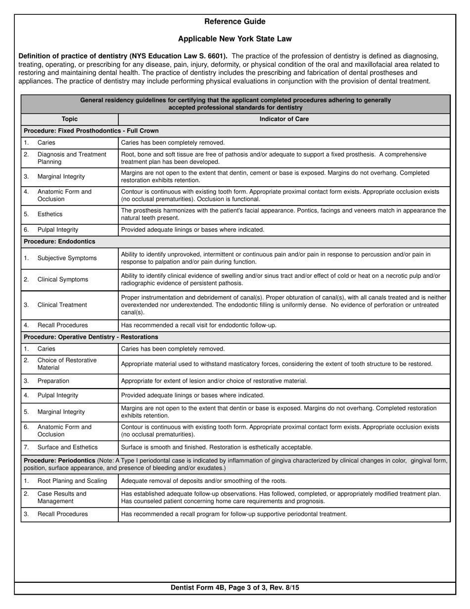 Dentist Form 4B - Fill Out, Sign Online And Download Printable PDF, New ...