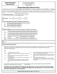 Document preview: Dental Education Record Form - New York