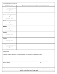 Dietetics and Nutrition Form 4 Applicant Professional Experience Record - New York, Page 2