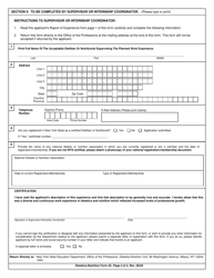 Dietetics and Nutrition Form 4C Report of Planned Work Experience - New York, Page 2