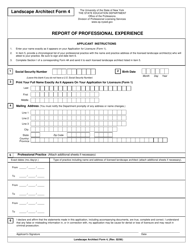 Document preview: Landscape Architect Form 4 Verification of Professional Experience - New York