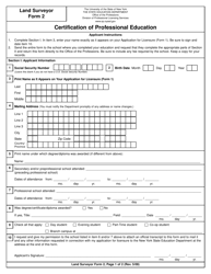 Land Surveyor Form 2 Certification of Professional Education - New York