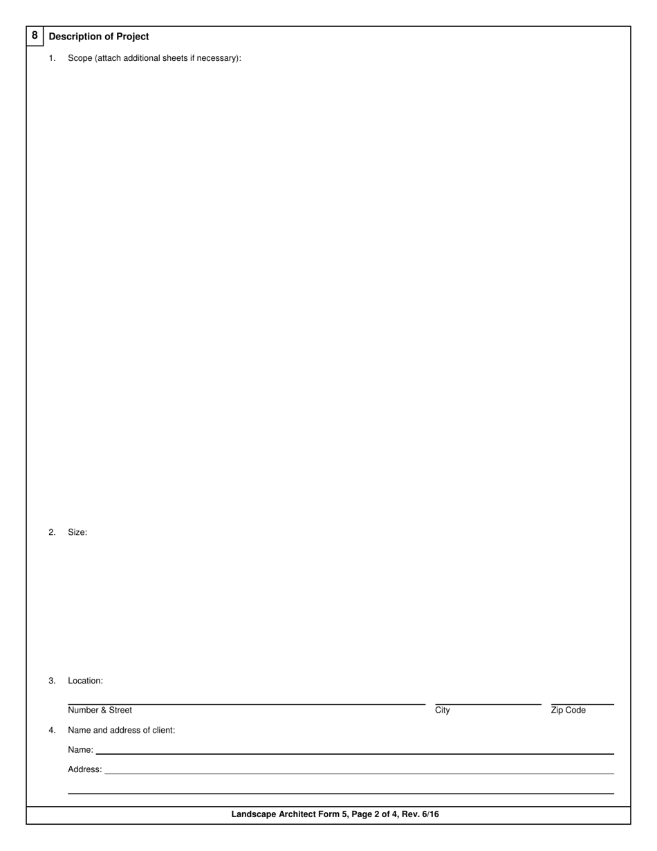 Landscape Architect Form 5 Application for Limited Permit for Non-resident Landscape Architect - New York, Page 2