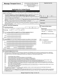 Document preview: Massage Therapist Form 5 Application for Limited Permit - New York