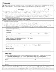 Massage Therapist Form 5 Application for Limited Permit - New York, Page 2
