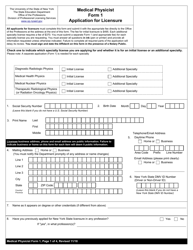 Medical Physicist Form 1 &quot;Application for Licensure&quot; - New York