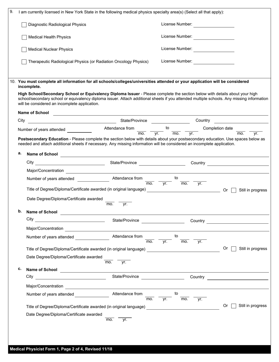 Medical Physicist Form 1 - Fill Out, Sign Online and Download Fillable ...