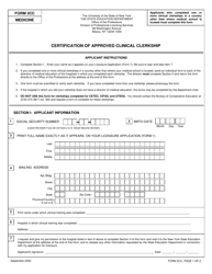 Document preview: Medicine Form 2CC Certification of Approved Clinical Clerkship - New York