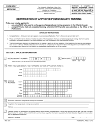 Medicine Form 2PGT Certification of Approved Postgraduate Training - New York