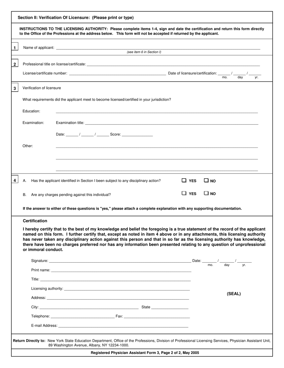 Registered Physician Assistant Form 3 - Fill Out, Sign Online and ...