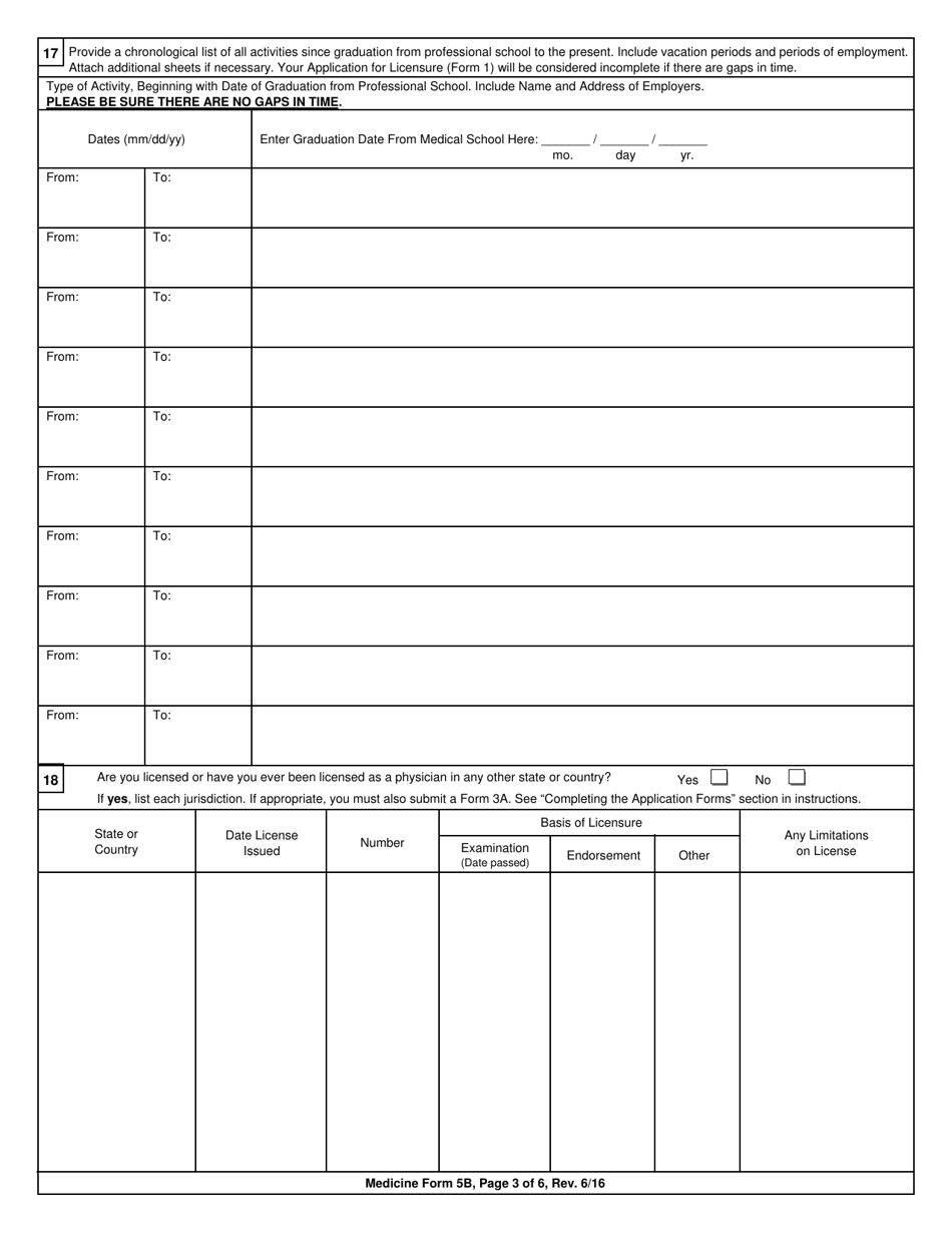 Medicine Form 5B Application for Limited Permit in Medicine for Applicants Who Have Not Applied for Licensure in New York State - New York, Page 3