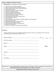 Certified Dental Assisting Form 2 Certification of Professional Education - New York, Page 3