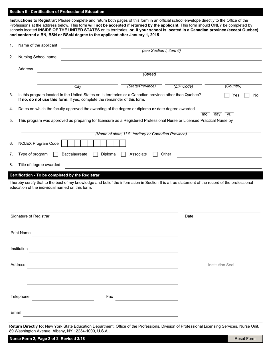 Nurse Form 2 Fill Out, Sign Online and Download Fillable PDF, New