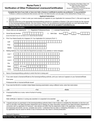 Document preview: Nurse Form 3 Verification of Other Professional Licensure/Certification - New York