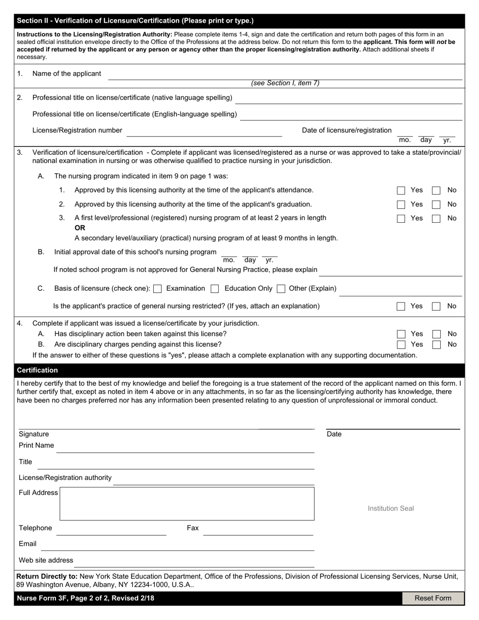 Nurse Form 3F Fill Out, Sign Online and Download Fillable PDF, New