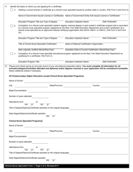 Clinical Nurse Specialist Form 1 Application for a Clinical Nurse Specialist Certificate - New York, Page 2