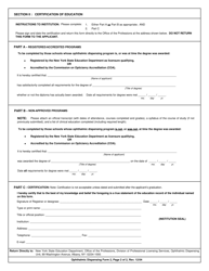Ophthalmic Dispensing Form 2 Certification of Professional Education in Ophthalmic Dispensing - New York, Page 2