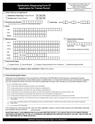 Document preview: Ophthalmic Dispensing Form 5T Application for Trainee Permit - New York