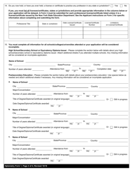 Optometry Form 1 Application for Licensure - New York, Page 2