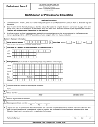 Perfusionist Form 2 Certification of Professional Education - New York