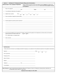 Optometry Form 4A Supporting Affidavit of Professional Practice - New York, Page 2