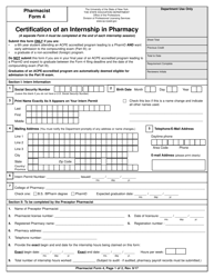 Pharmacist Form 4 Certification of an Internship in Pharmacy - New York