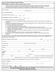 Pharmacist Form 4B Certification of Completion of Pharmacy Practice Residency Competencies - New York, Page 2