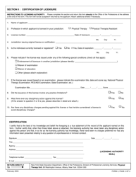 Physical Therapy Form 3 Certification of Physical Therapist or Physical Therapist Assistant Licensure in Another State - New York, Page 2