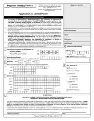 Document preview: Physical Therapy Form 5 Application for Limited Permit - New York