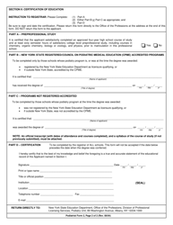 Podiatrist Form 2 Certification of Professional Education - New York, Page 2